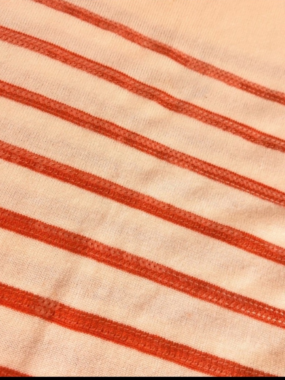 Ann Taylor Viscose Blend Striped Sweater Cream Orange Sequin Texture Petite M - Picture 4 of 4